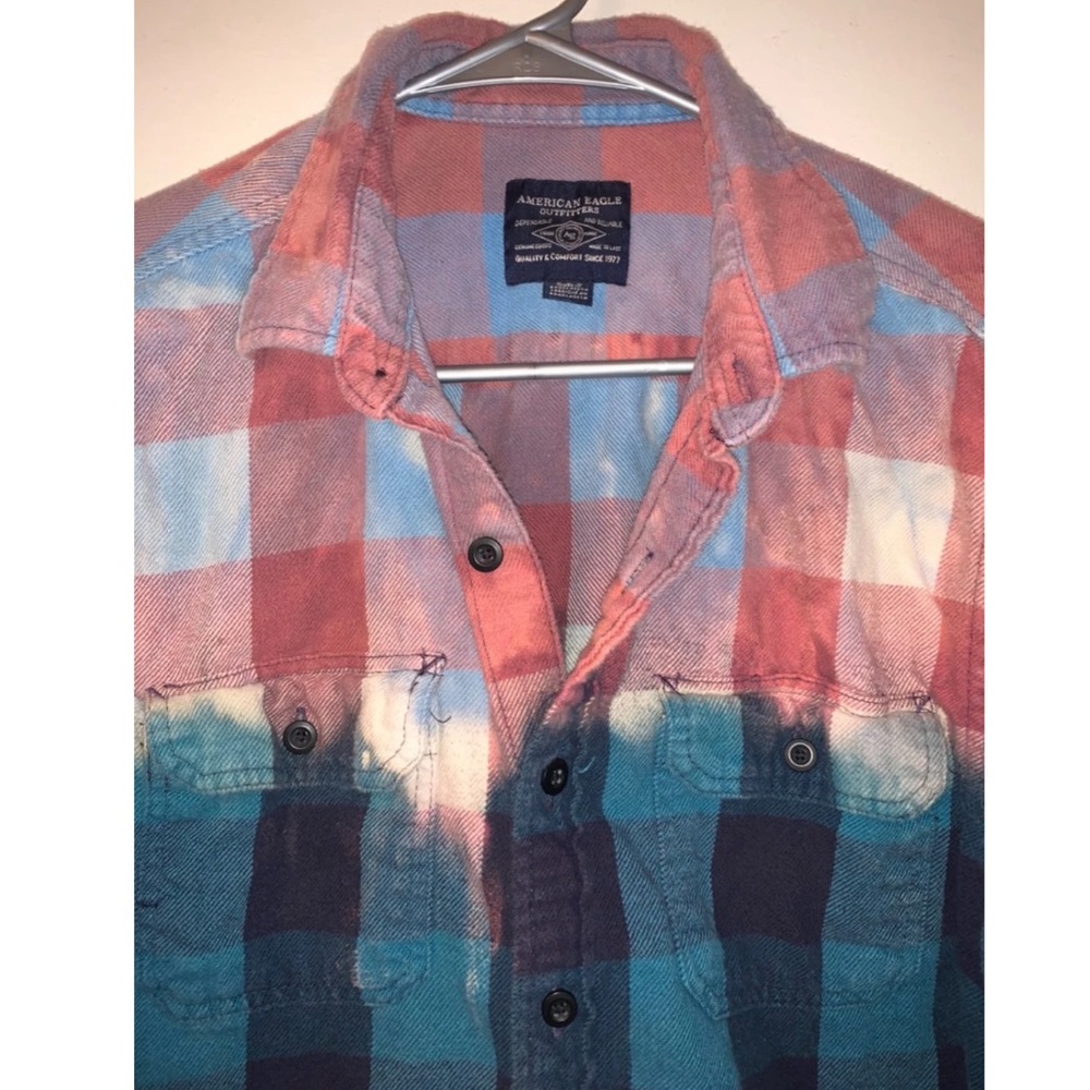 American Eagle Bleach Dipped Flannel - Picture 3 of 7